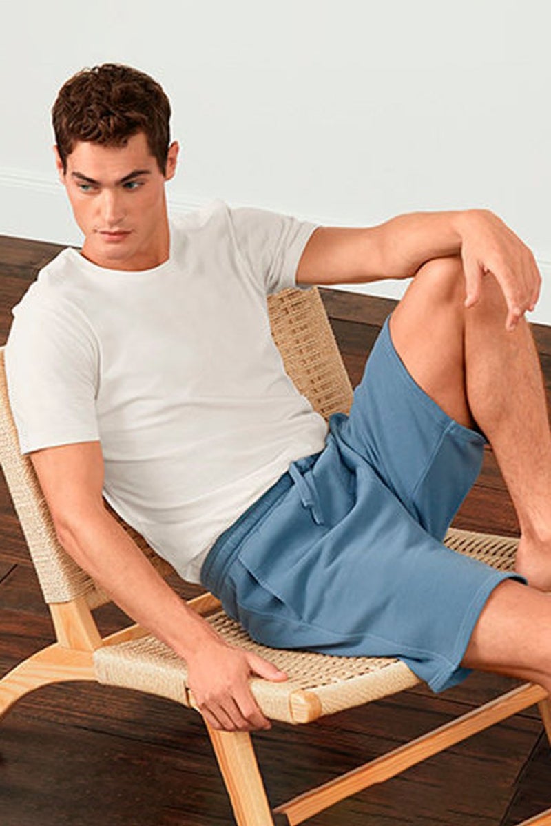 Tchibo Men Drawstring Plain Shorts, Sky Blue - Image 2